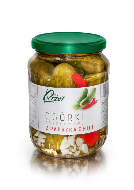 Ogórki konserwowe z chili w słoiku firmy Orzeł Polska